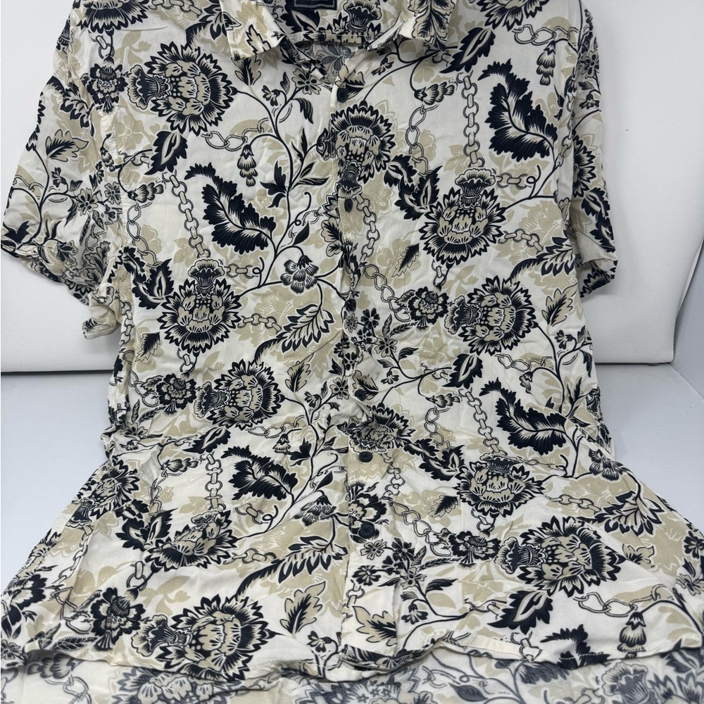 Floral Black and Cream Men's Shirt
